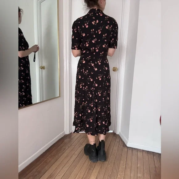 Reformation Black Floral Midi Dress - Picture 5 of 9